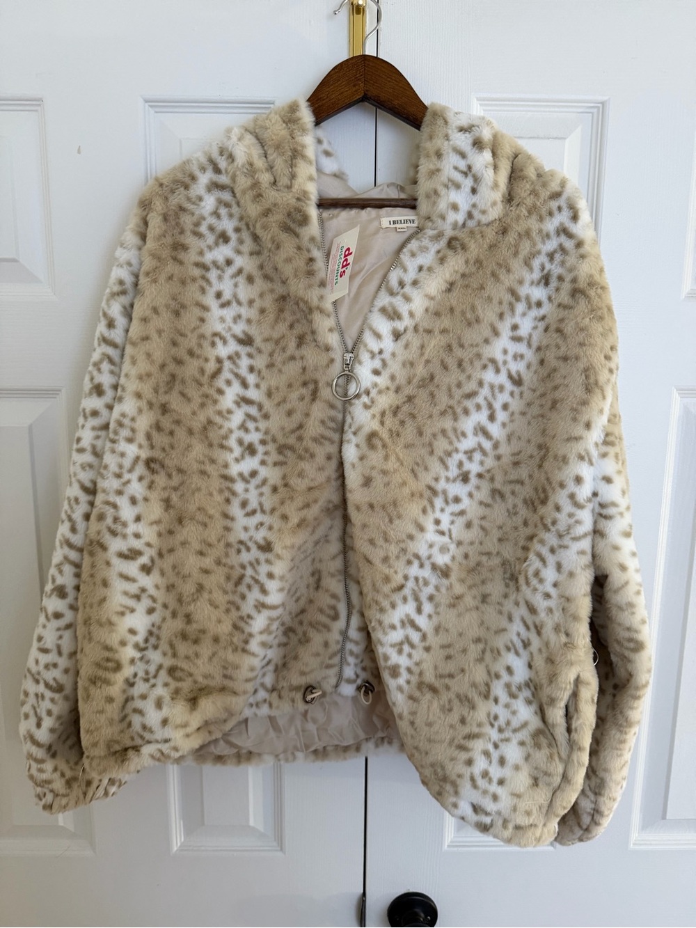 Faux Fur printed Hooded Jacket